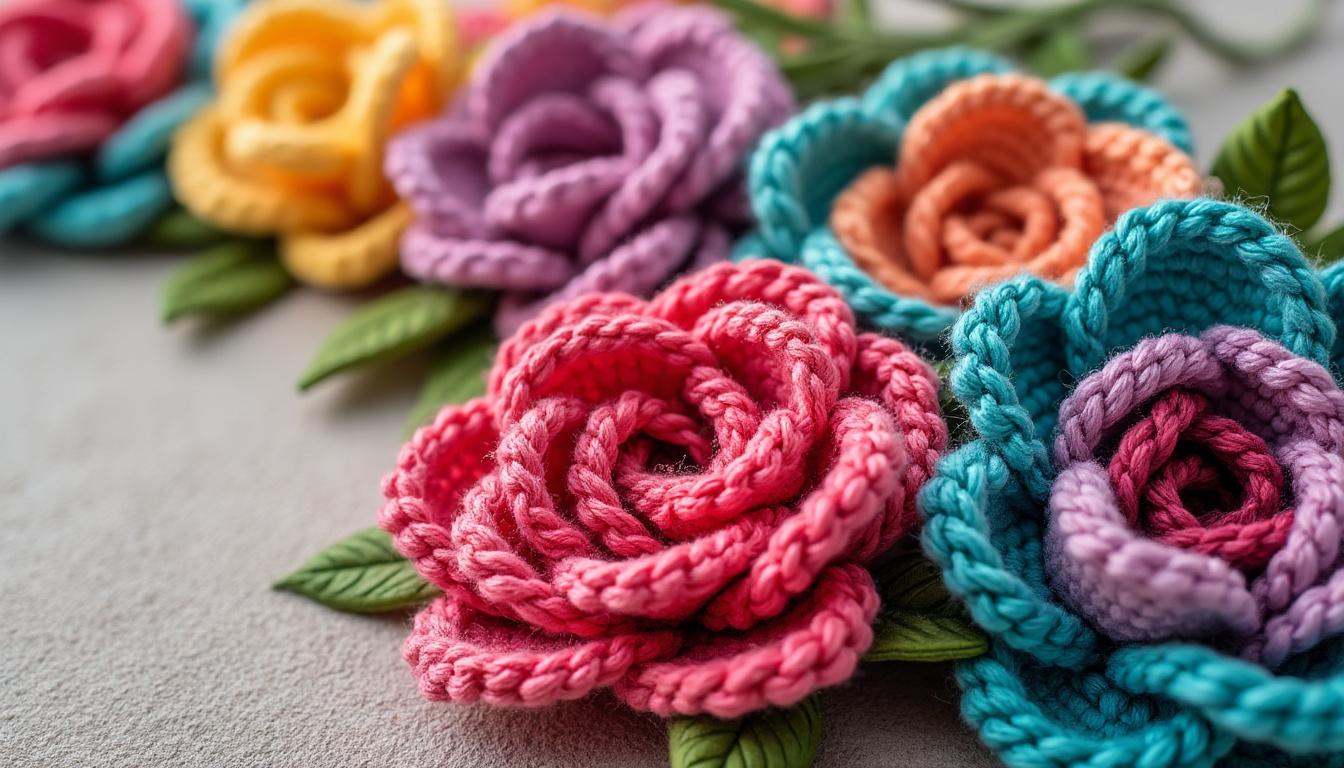 descubre hermosos diseños de rosas tejidos a ganchillo con nuestros tutoriales y patrones paso a paso, perfectos para crear flores únicas y detalladas.