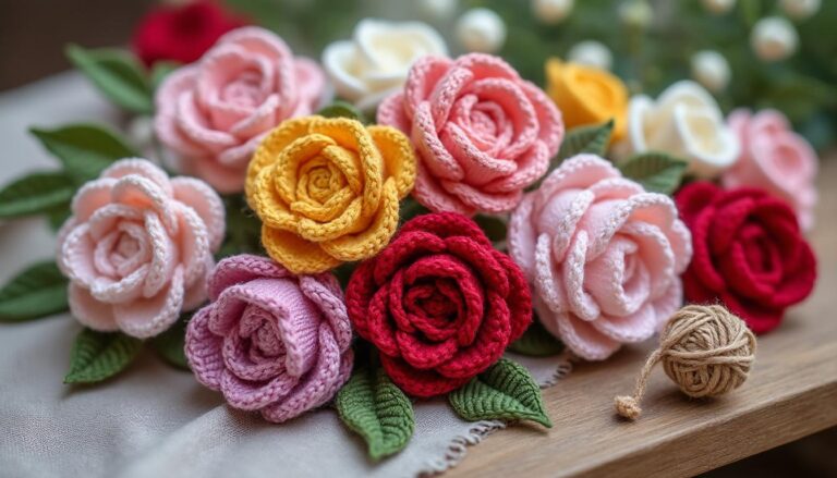 descubre hermosos diseños de rosas tejidos a ganchillo con tutoriales y patrones paso a paso para crear flores únicas y elegantes.