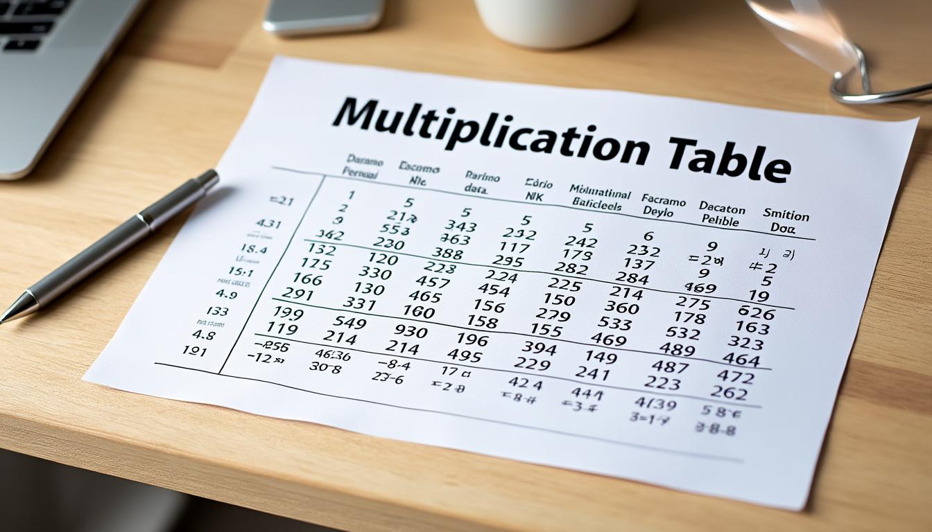 descarga e imprime la tabla de pitágoras, una herramienta educativa esencial para aprender y practicar matemáticas de manera fácil y efectiva.