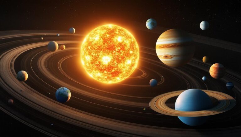 explora un modelo detallado del sistema solar con nuestra guía visual del cosmos, descubriendo planetas, lunas y otros cuerpos celestes de manera clara y educativa.